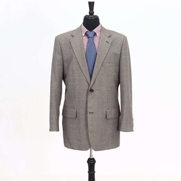 Club Room 44L Brown Check 2-Button Sport Coat Blazer Jacket P536 - Picture 1 of 10